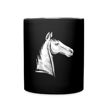 Minimalistisches Pferdeportrait Silhouette - Tasse einfarbig - Schwarz - Vorne