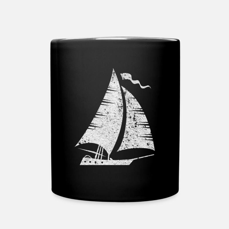 Segelboot Silhouette Minimalistisch Grunge - Tasse einfarbig - Schwarz