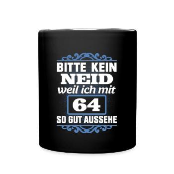 64. Geburtstag 64 Vierundsechzig Jahre Geschenk - Tasse einfarbig - Schwarz - Vorne