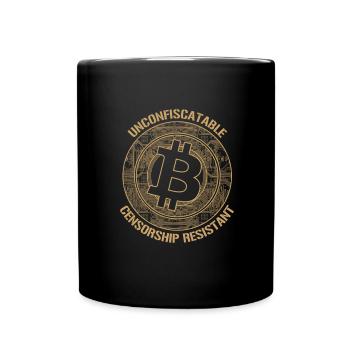 Bitcoin Unconfiscatable I BTC Censorship Resistant - Full Colour Mug - black - Front