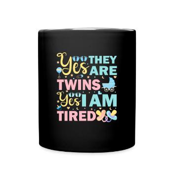 Funny Twin Parents Twin Mother Father Matching - Full Colour Mug - black - Front