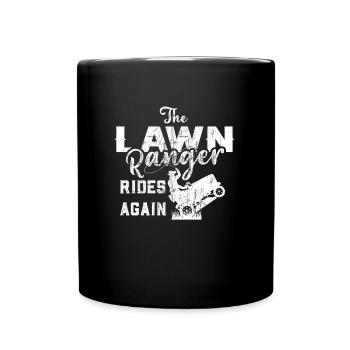 We Ride At Dawn Dad Lawn Mower Make Laugh Day Yard - Tasse einfarbig - Schwarz - Vorne