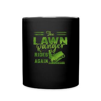 We Ride At Dawn Dad Lawn Mower Make Laugh Day Yard - Tasse einfarbig - Schwarz - Vorne