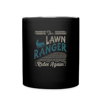 We Ride At Dawn Dad Lawn Mower Make Laugh Day Yard - Tasse einfarbig - Schwarz - Vorne