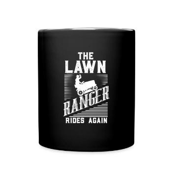 We Ride At Dawn Dad Lawn Mower Make Laugh Day Yard - Tasse einfarbig - Schwarz - Vorne