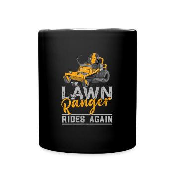 We Ride At Dawn Dad Lawn Mower Make Laugh Day Yard - Full Colour Mug - black - Front