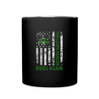 We Ride At Dawn Dad Lawn Mower Make Laugh Day Yard - Full Colour Mug - black - Front