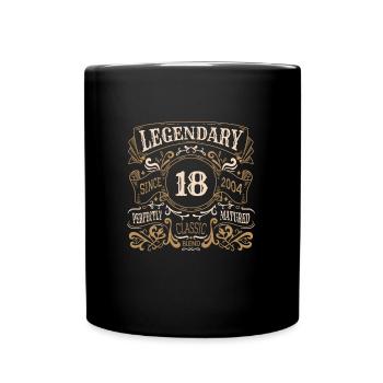 18 Jahre Legendary Since 2004 18. Geburtstag - Tasse einfarbig - Schwarz - Vorne