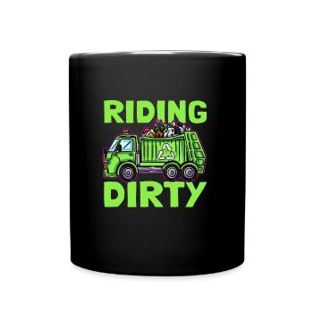 Conduire un camion à ordures sale - Mug uni - noir - Devant
