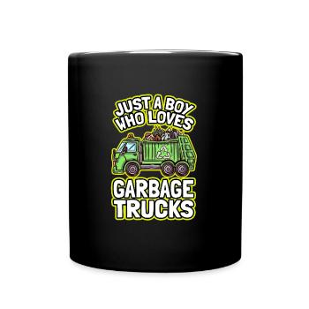 Juste un garçon qui aime les camions à ordures Camion à ordures - Mug uni - noir - Devant