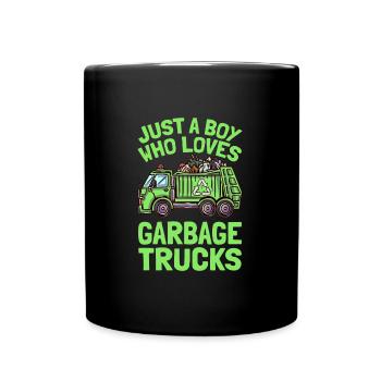 Juste un garçon qui aime les camions à ordures Camion à ordures - Mug uni - noir - Devant
