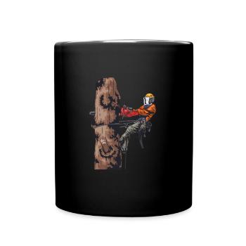 Woodworking Logger Chainsaw Lumberjack - Full Colour Mug - black - Front