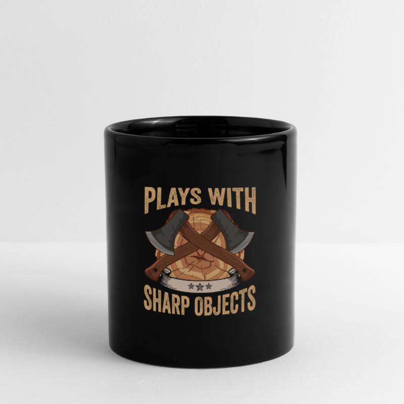 Logger Plays With Sharp Objects Axe Lumberjack Full Colour Mug