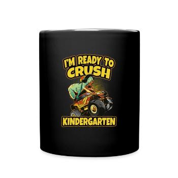 Dino Je suis prêt à écraser les dinosaures de la maternelle - Mug uni - noir - Devant