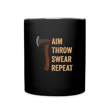 Lancer de hache Jurer Répéter Lancer de hache - Mug uni - noir - Devant