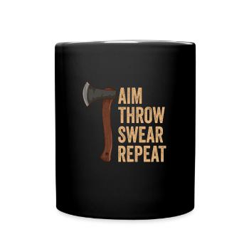 Lancer de hache Jurer Répéter Lancer de hache - Mug uni - noir - Devant