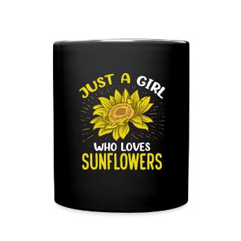 Just A Girl Who Loves Sunflowers Funny Florist - Tasse einfarbig - Schwarz - Vorne