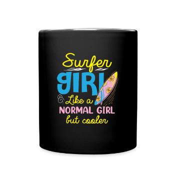 Surfer Girl Funny Surf Board Surfing - Full Colour Mug - black - Front