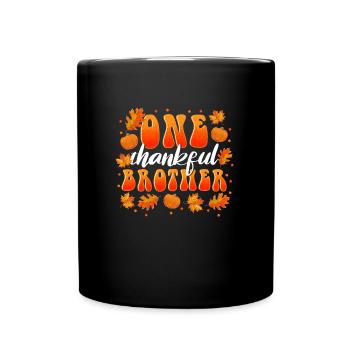 Matching Family One Thankful Brother Thanksgiving - Full Colour Mug - black - Front