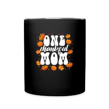 Matching Family One Thankful Mom Thanksgiving - Full Colour Mug - black - Front