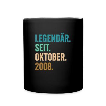 14 Jahre Legendär Seit Oktober 2008 14. Geburtstag - Tasse einfarbig - Schwarz - Vorne