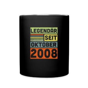14 Jahre Legendär Seit Oktober 2008 14. Geburtstag - Tasse einfarbig - Schwarz - Vorne