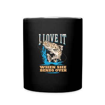 Pêcher J’adore quand elle se penche sur la pêche à la ligne - Mug uni - noir - Devant