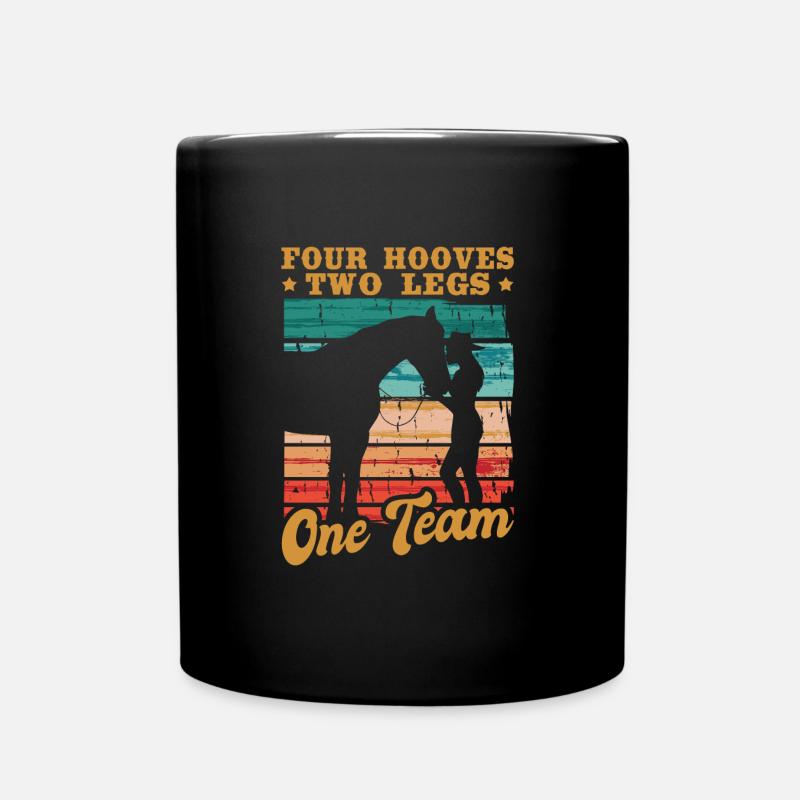 Cavalier chevauchant quatre sabots deux jambes une équipe - Mug uni - noir