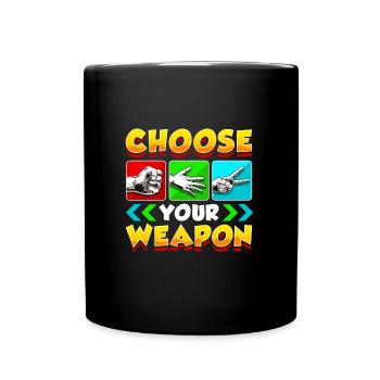 Schere Stein Papier - Tasse einfarbig - Schwarz - Vorne