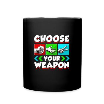 Schere Stein Papier - Tasse einfarbig - Schwarz - Vorne