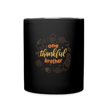 Matching Family One Thankful Brother Thanksgiving - Full Colour Mug - black - Front