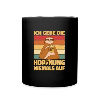 Vatertag Bier Bierspruch Faultier Saufen - Tasse einfarbig - Schwarz - Vorne