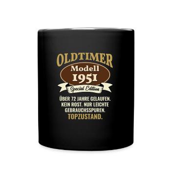 72 Jahre Oldtimer Modell 1951 72. Geburtstag - Tasse einfarbig - Schwarz - Vorne