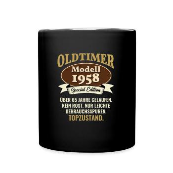 65 Jahre Oldtimer Modell 1958 65. Geburtstag - Tasse einfarbig - Schwarz - Vorne