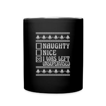 Nice Or Naughty Ugly Christmas Weihnachten - Tasse einfarbig - Schwarz - Vorne