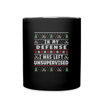 I Was Left Unsupervised Ugly Christmas - Full Colour Mug - black - Front