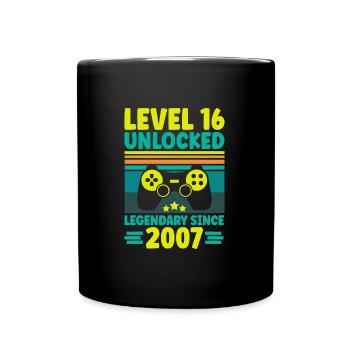 Level 16 Unlocked 2007 Zocken 16. Geburtstag Gamer - Tasse einfarbig - Schwarz - Vorne