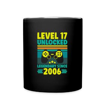 Level 17 Unlocked 2006 17th Birthday Gamer Gaming - Full Colour Mug - black - Front