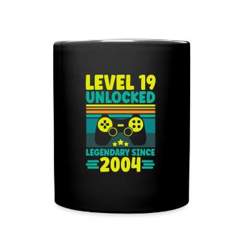 Level 19 Unlocked 2004 Zocken 19. Geburtstag Gamer - Tasse einfarbig - Schwarz - Vorne