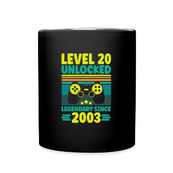 Level 20 Unlocked 2003 Zocken 20. Geburtstag Gamer - Tasse einfarbig - Schwarz - Vorne