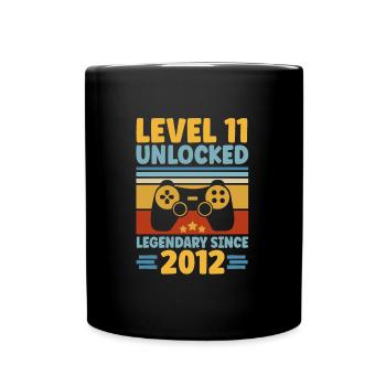 Level 11 Unlocked 2012 Zocken 11. Geburtstag Gamer - Tasse einfarbig - Schwarz - Vorne
