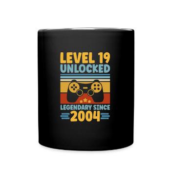 Level 19 Unlocked 2004 Zocken 19. Geburtstag Gamer - Tasse einfarbig - Schwarz - Vorne