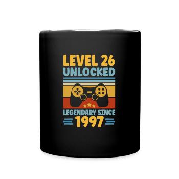 Level 26 Unlocked 1997 Zocken 26. Geburtstag Gamer - Tasse einfarbig - Schwarz - Vorne