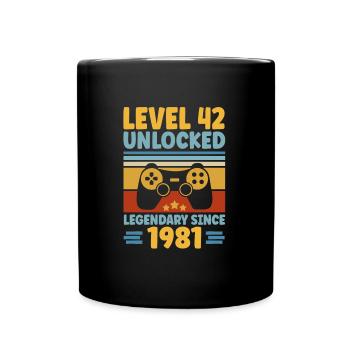 Level 42 Unlocked 1981 42nd Birthday Gamer Gaming - Full Colour Mug - black - Front