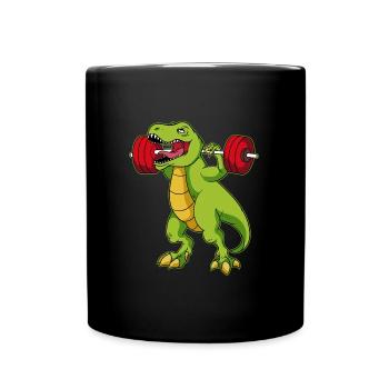 Dino Kraftsport Gym Dinosaurier Bodybuilder - Tasse einfarbig - Schwarz - Vorne