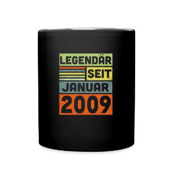 14 Jahre Legendär Seit Januar 2009 14. Geburtstag - Tasse einfarbig - Schwarz - Vorne