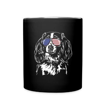 Nederlandse Kooikerhondje Amerika Fahne Hunde - Mug uni - noir - Devant