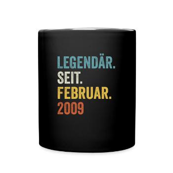 14 Jahre Legendär Seit Februar 2009 14. Geburtstag - Tasse einfarbig - Schwarz - Vorne
