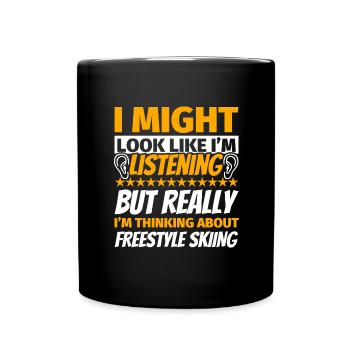 Freestyle Skifahren lustiges Geschenk - Tasse einfarbig - Schwarz - Vorne