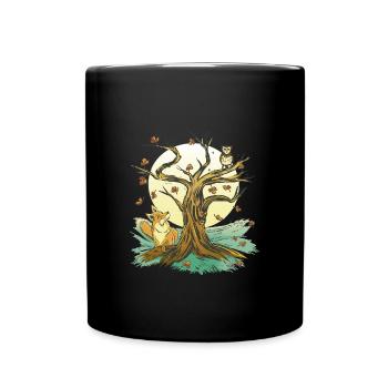 Fox Owl Forest Camping Animals - Full Colour Mug - black - Front